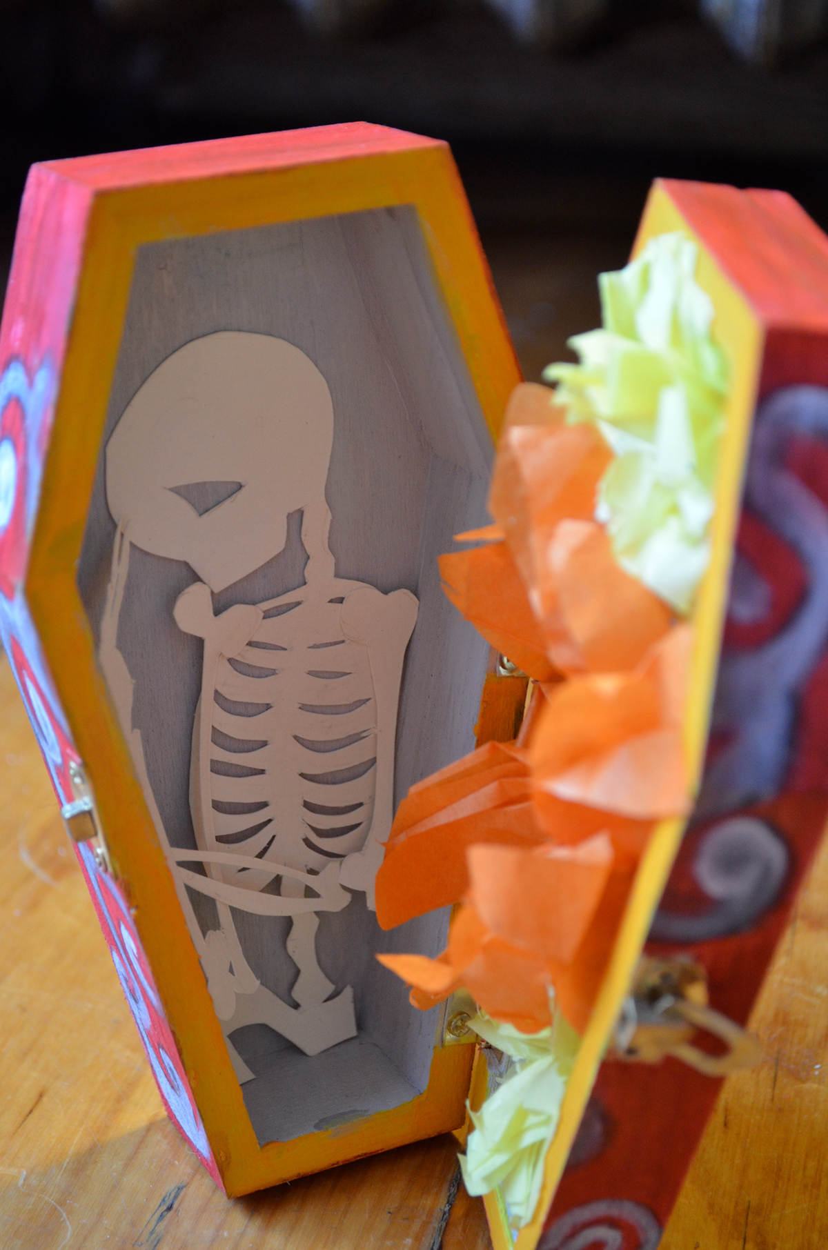 skeleton Halloween DayoftheDead coffin oneofakind