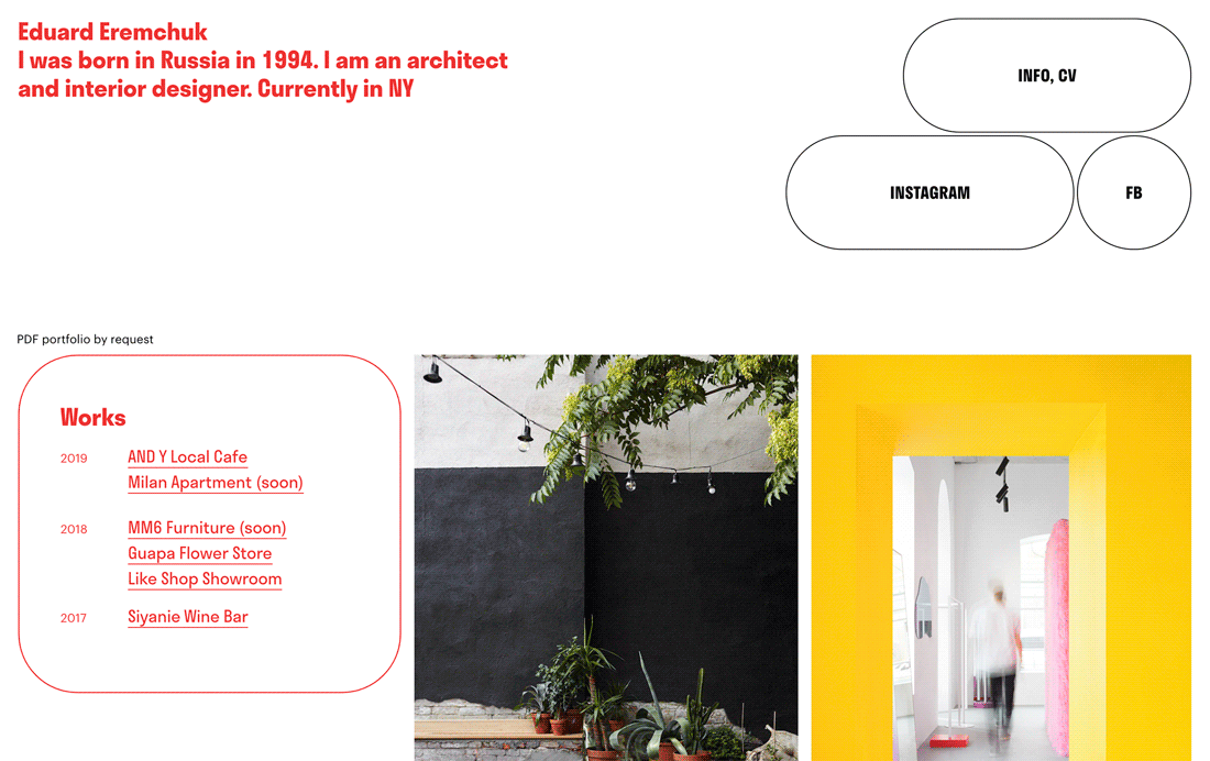 architecture interior design  Website personal red typography   creative grid