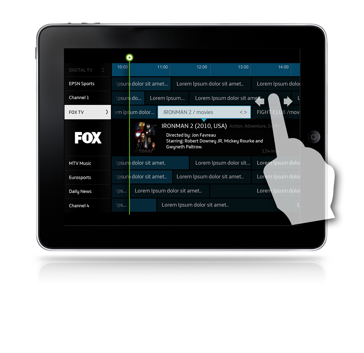 tv connectec tv iPad tablet smart tv epg electro programme guide television