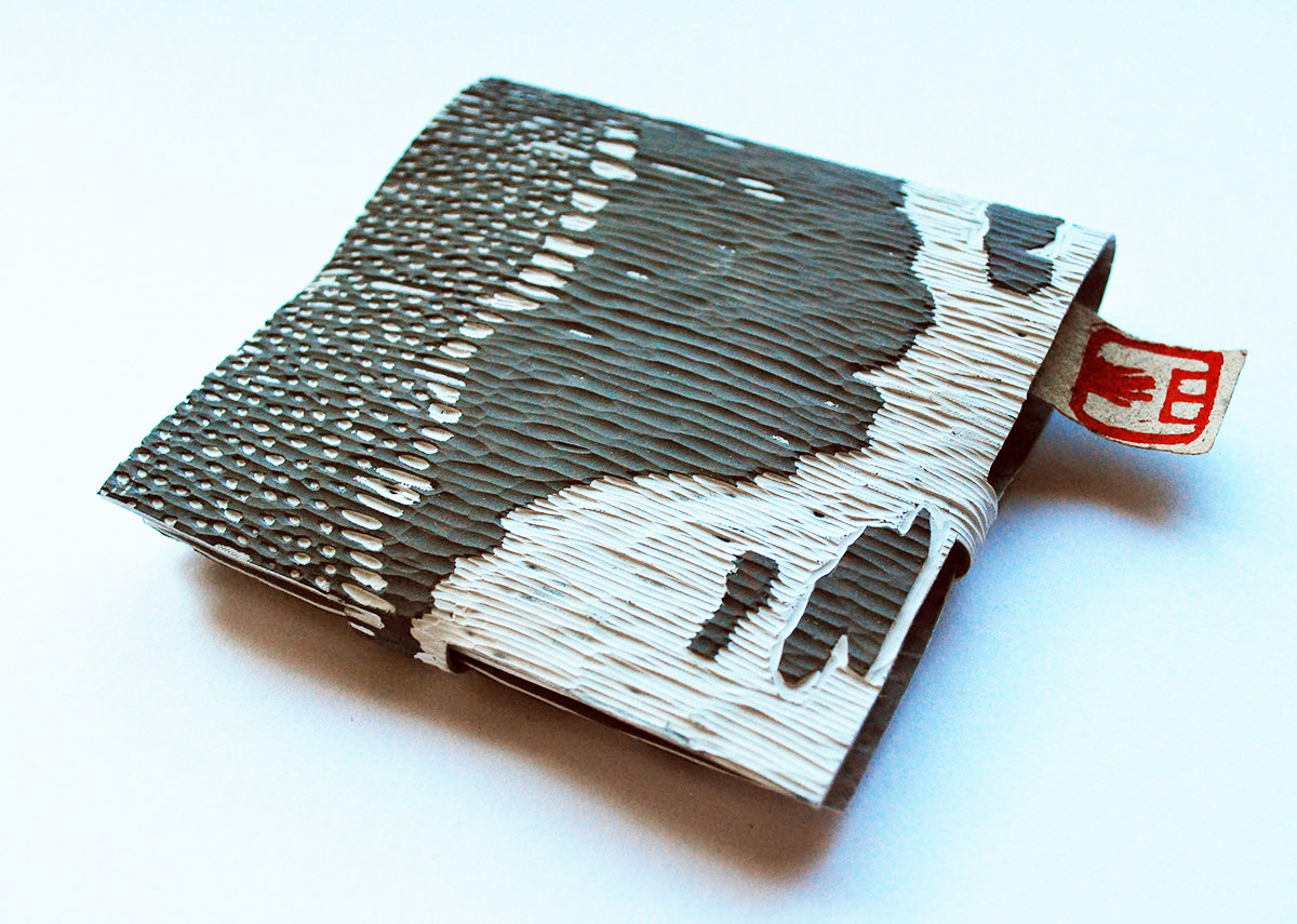 handmade packing linoleum linocut book handmade paper RECYCLED