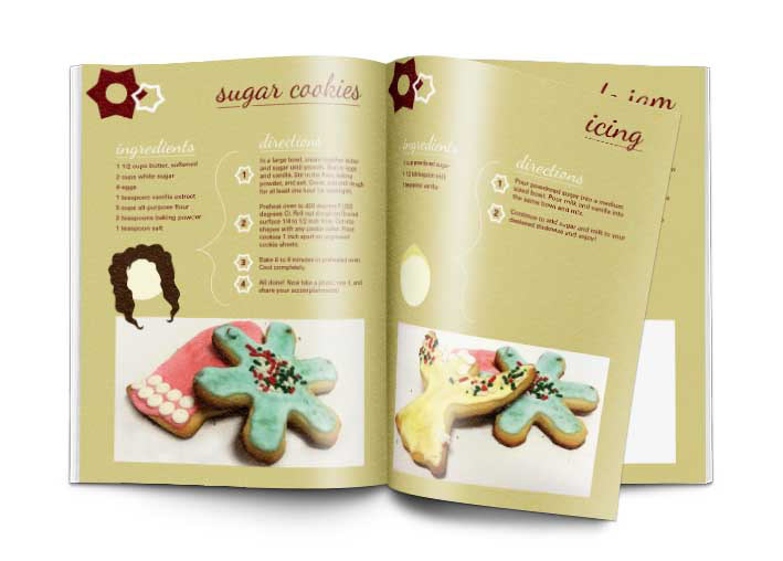 Cook Book recipes Christmas cookies tarts sugar cookies jam tarts Illustrator drawn digital mockup