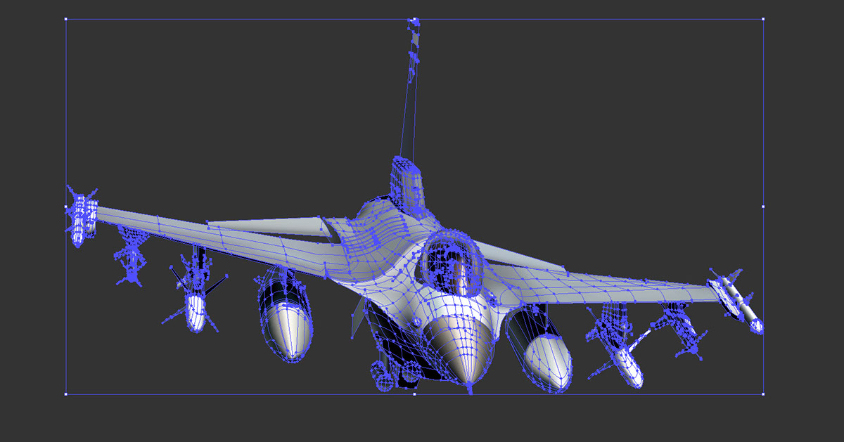 vector Illustrator gradient mesh Military f-16 Jet Aircraft Fighter