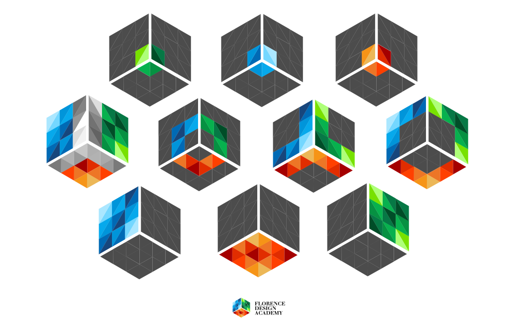 fda academy cubes Hexagons colors design
