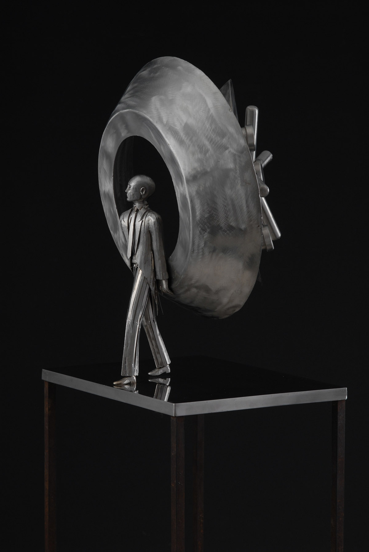 Stainless steel acciaio Inox sculpture metal art design thief dreams italian designer