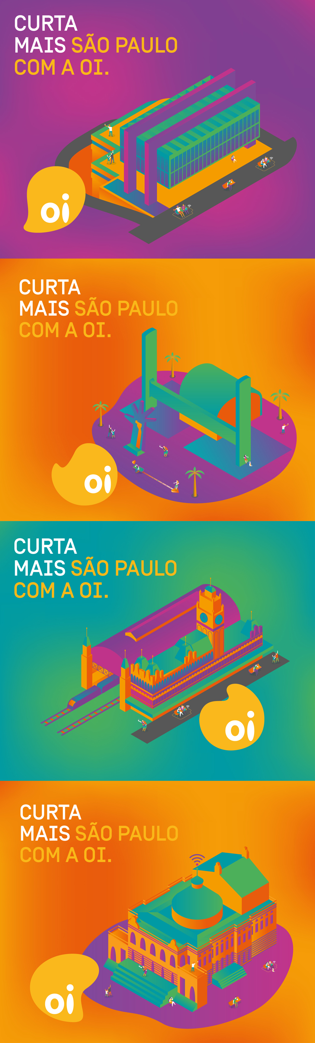 Oi Brazil visual identity ILLUSTRATION  Digital Art  brand identity marketing   Promotion campaign Turismo