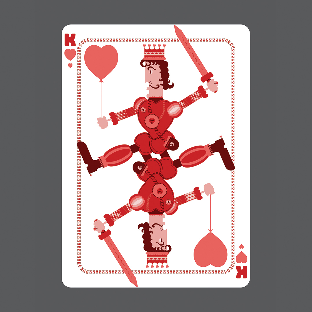 king hearts playing cards red deck Illustrator design