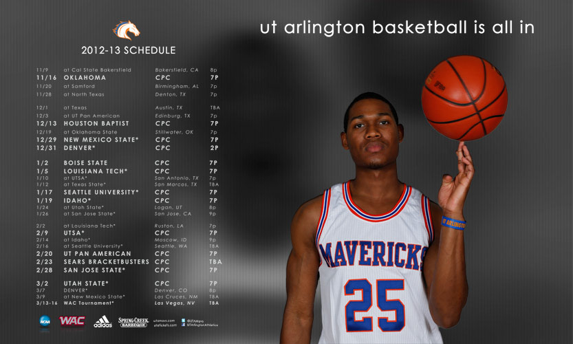 NCAA UTA ut arlington Mavericks sports poster wac adidas cross country basketball softball tennis golf