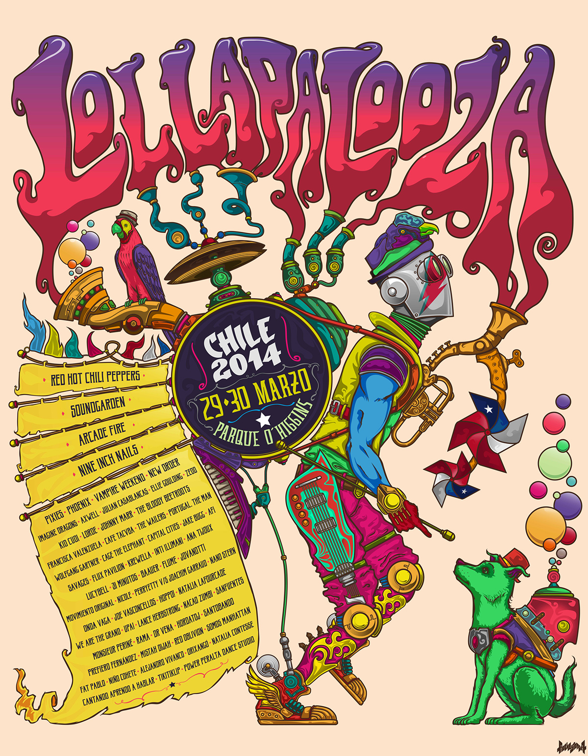 font chile rock rockband GigPoster poster cartel Chinchinero print lollapalooza