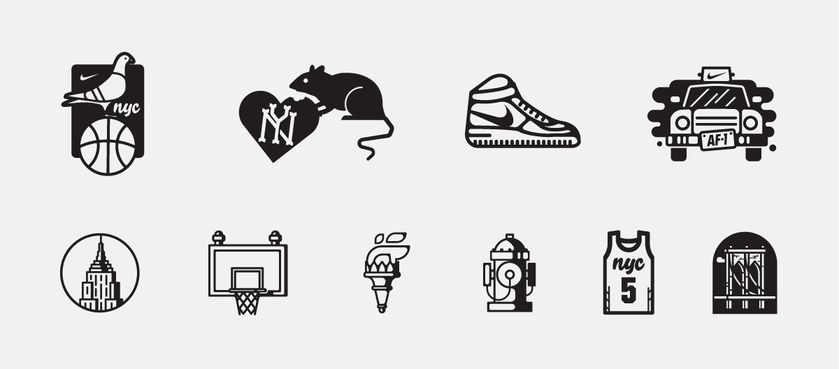 nyc New York sneakers Nike ILLUSTRATION  basketball Custom Script icons