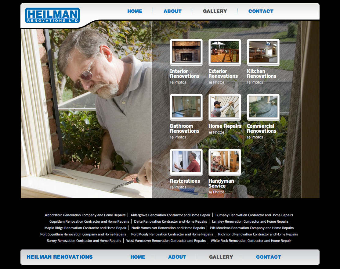 constractor Home Repair renovations wordpress landing page image gallery wordpress template