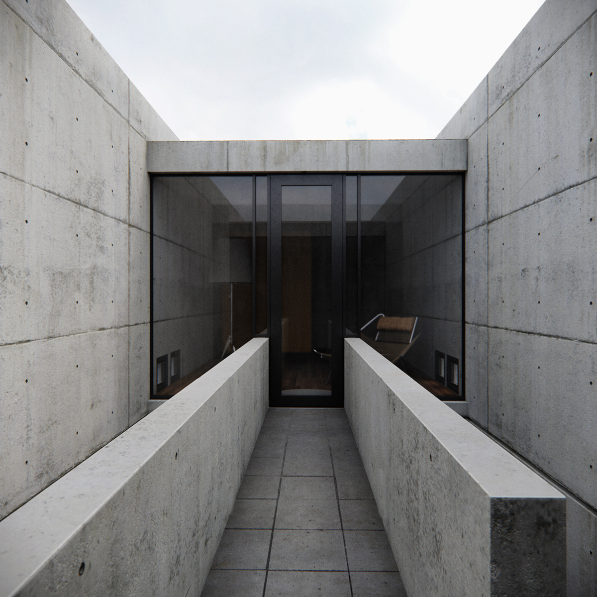 Render 3dsmax Tadao Ando Azuma House