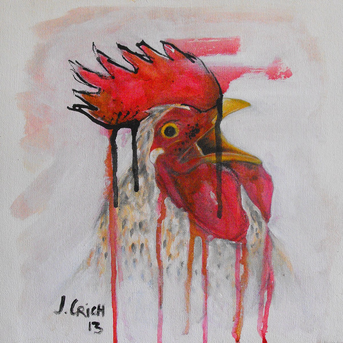chicken red cock Rooster White black monarchy dominance king crown crow