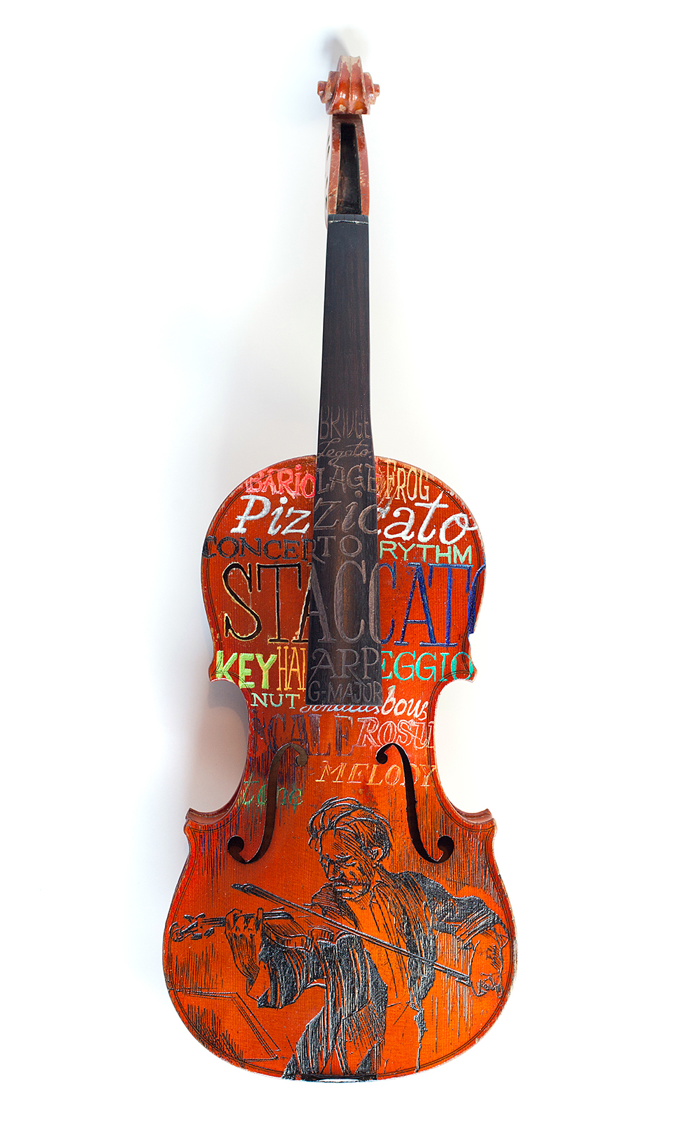 printmaking engraving Violin artwork oil paint