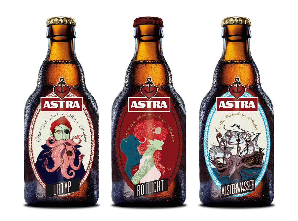 Label beer bottle sea vintage astra RESTYLING