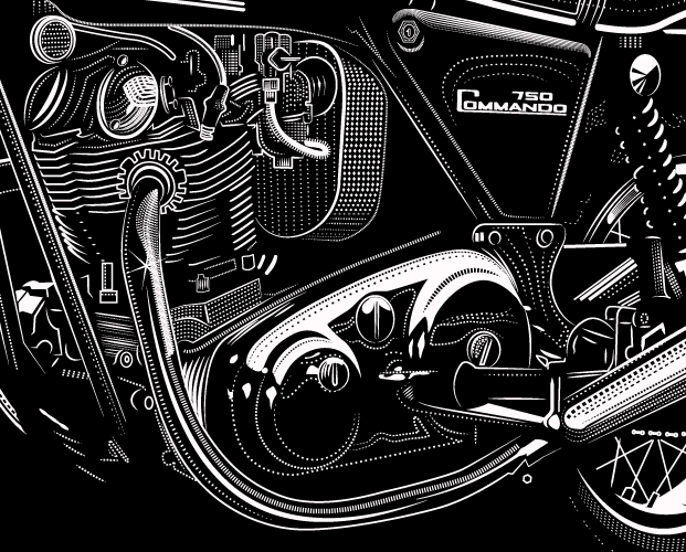 norton motorcycle illustrator british vintage cran