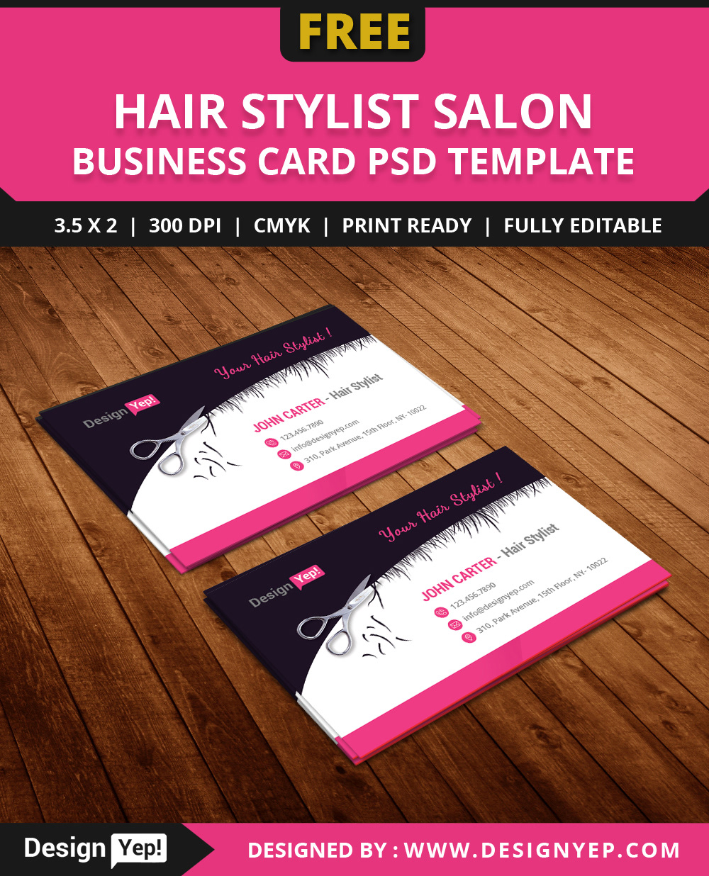 Free Hair Stylist Salon Business Card Template PSD on Behance