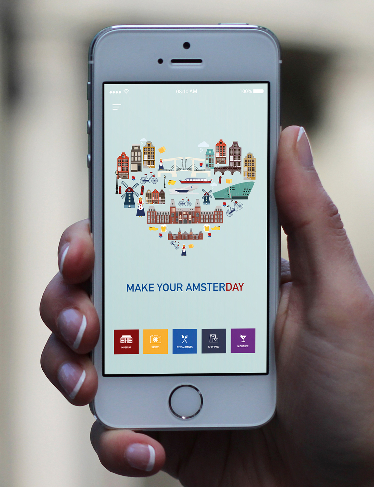 amsterdam Travel app Netherlands vectors illustrations graphic design 