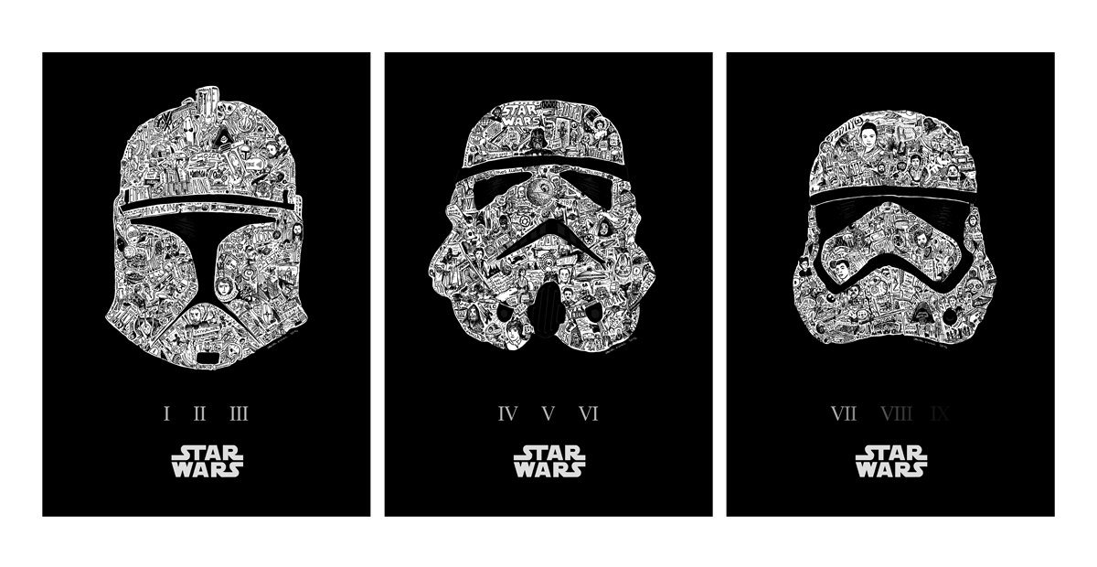 star wars poster doodle The Force Awakens trilogy