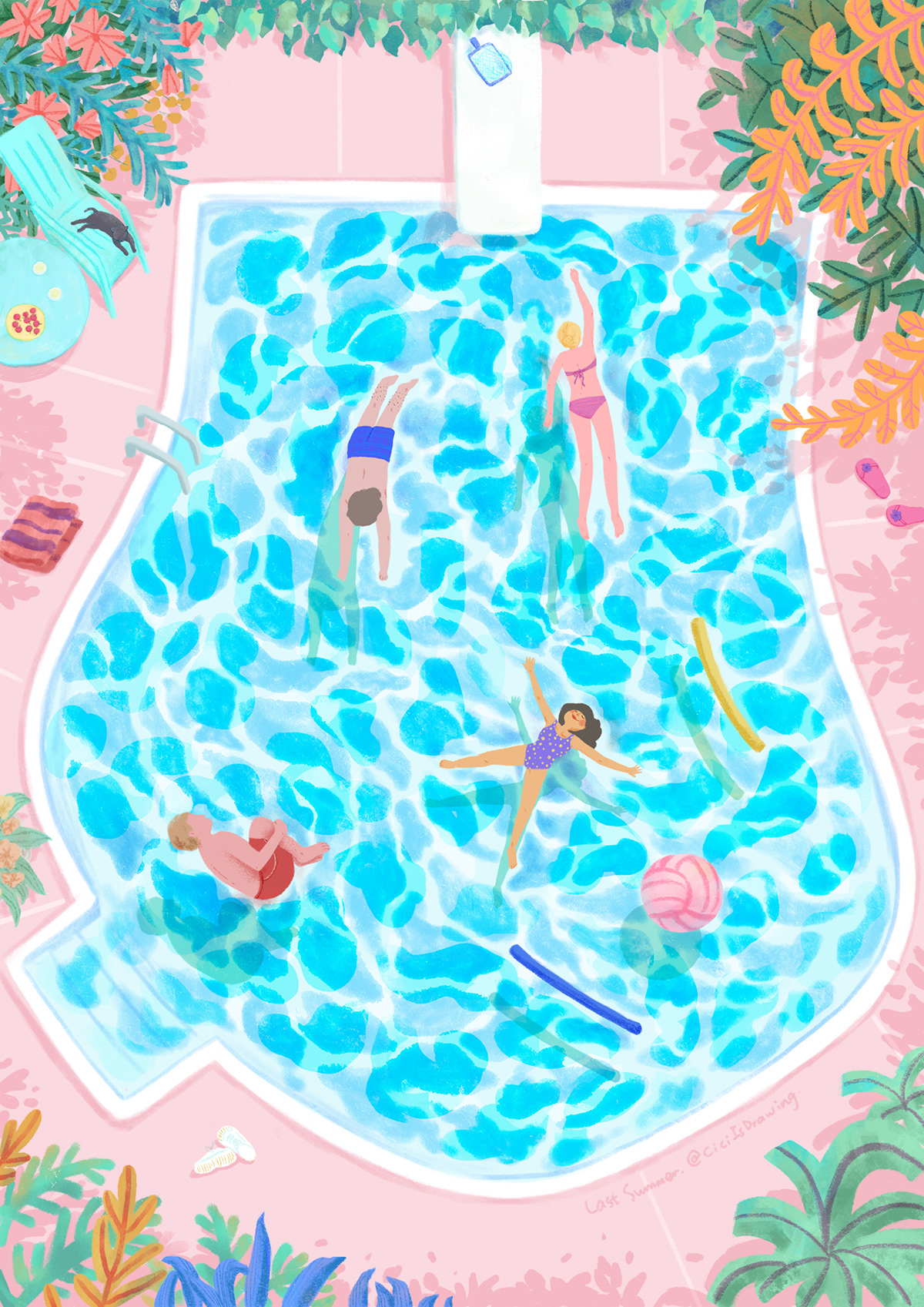 art ILLUSTRATION  Pool summer swimming