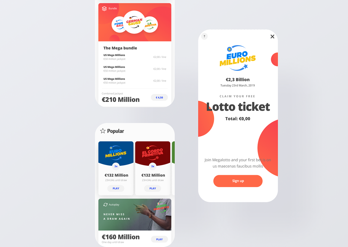 app betting casino design gambling Lotto UI mega megalotto