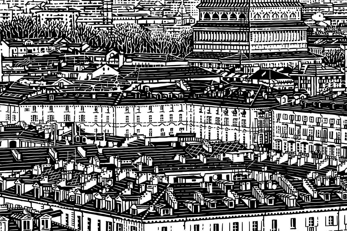 blackandwhite city cityview engraving etching Landscape lineart scratchboard woodcut linocut