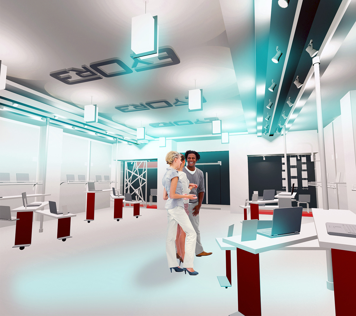 3d max vray Spatial Design rendering showroom Computer company