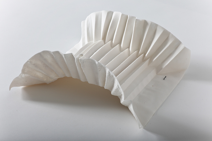porcelain cerami sculpture paper art bridge stairs folding