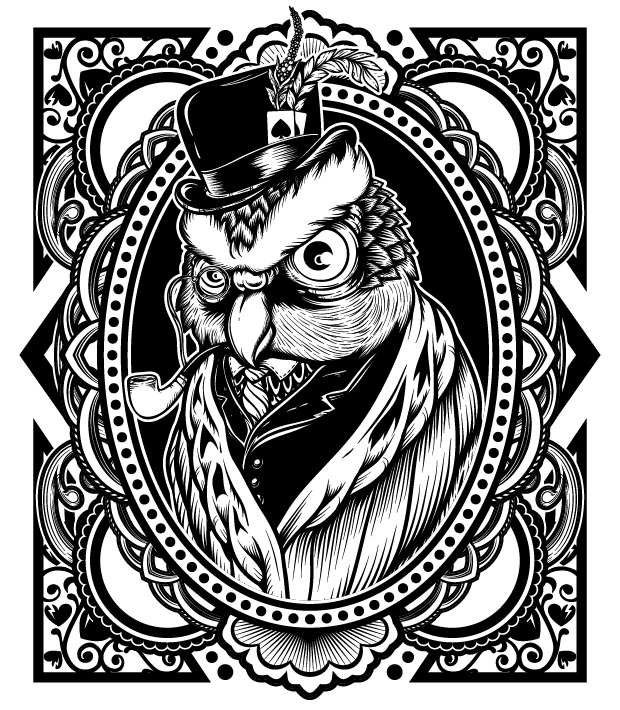 vector Illustrator koi skull hanya owl
