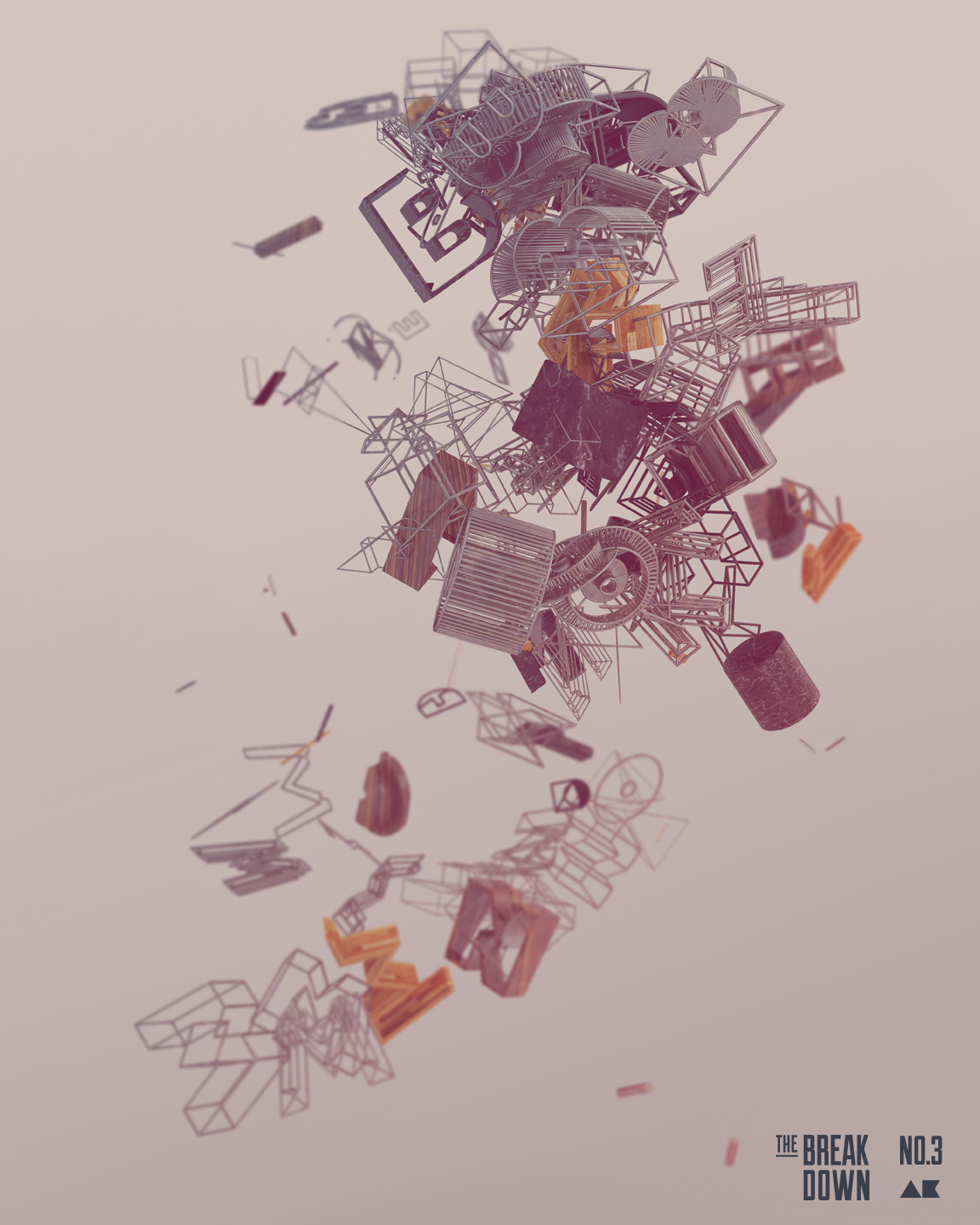 Breakdown type material texture composition graphics scrap poster series 3D c4d