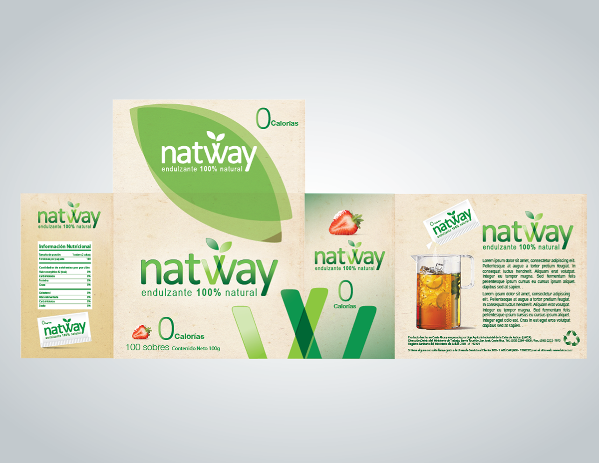 sweetener Pack natural Packaging branding  Stevia brand Costa Rica no sugar pack 100% Natural sweetener