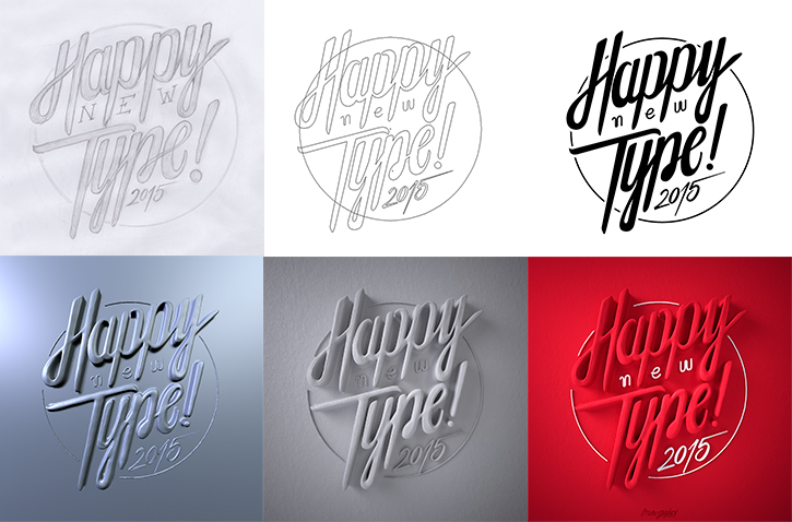 3D cinema4d brushpen happy new year lettering type 3D typography