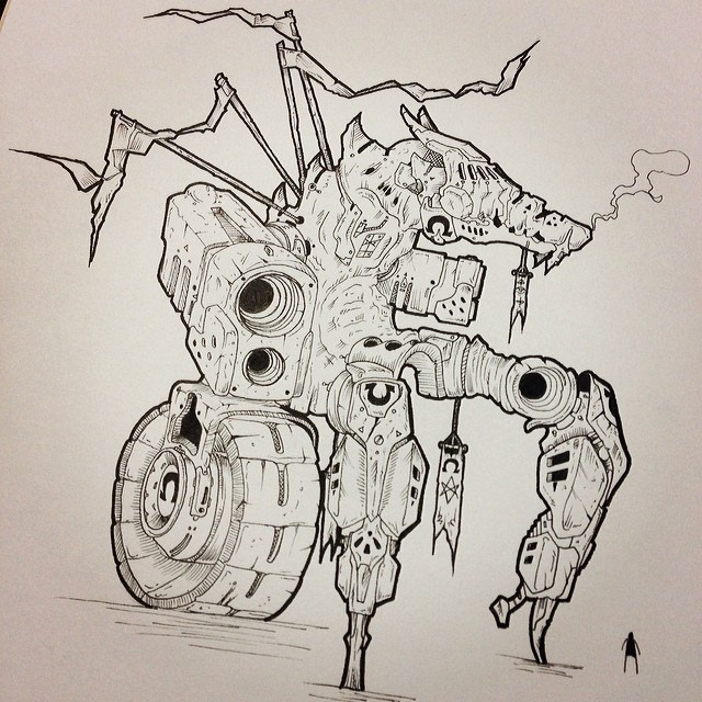 dragon spider boar pig robot machine mech Derek Gangi random giant