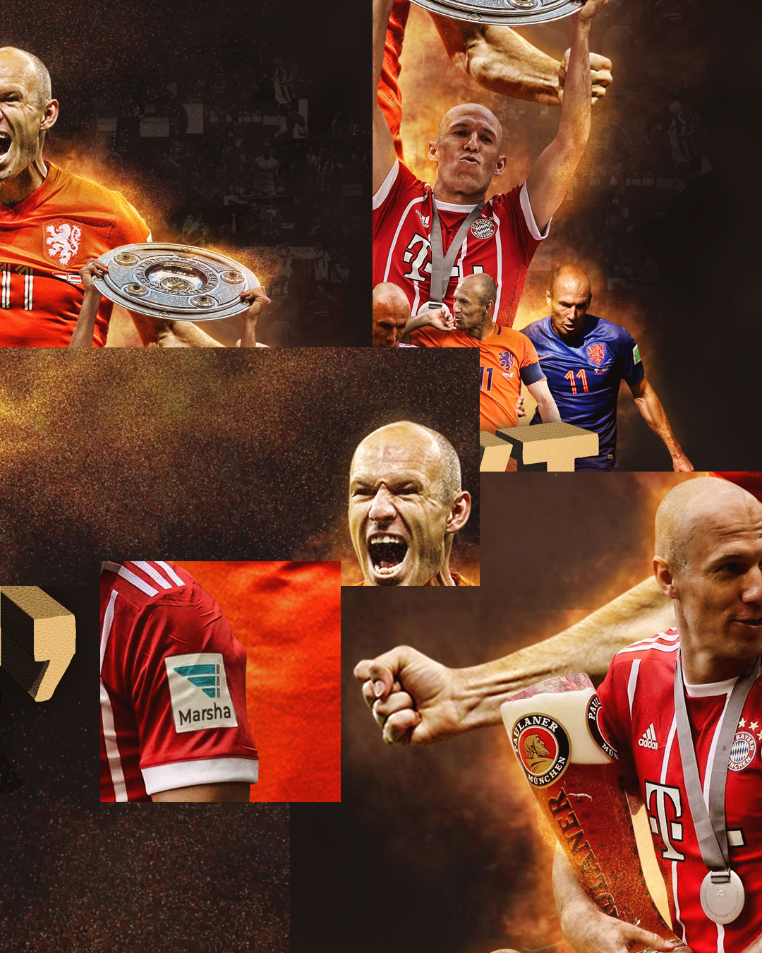 tribute poster print football sport Arjen Robben bayern munich sport design football design Behance