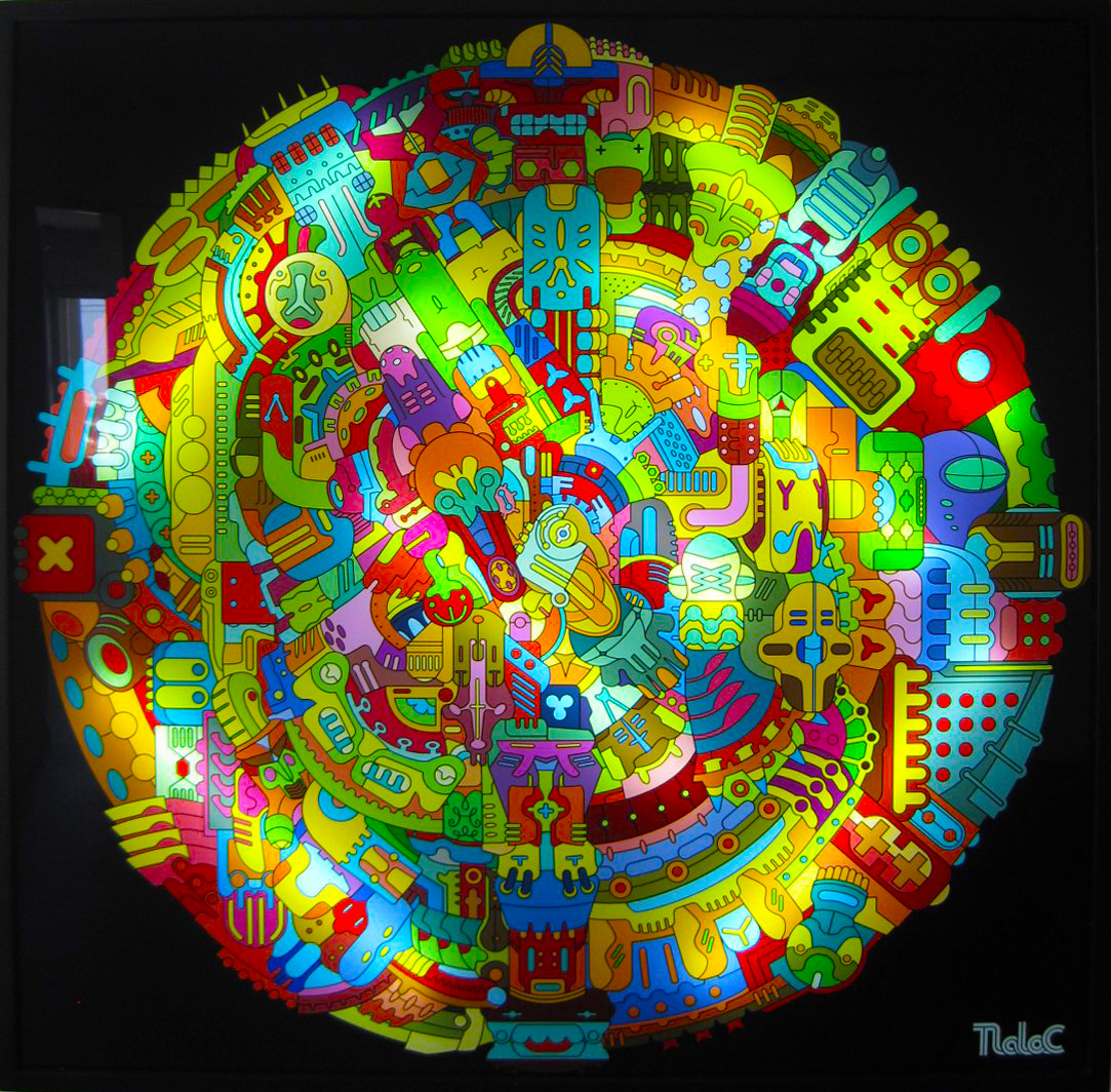 lightbox large format art design Lamp aztec calendar unknown Retro colors psychedelic