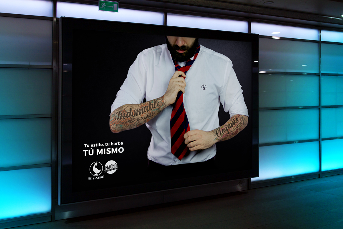 campaña publicitaria El Ganso macho beard company cosmetica moda tatuajes tattoo