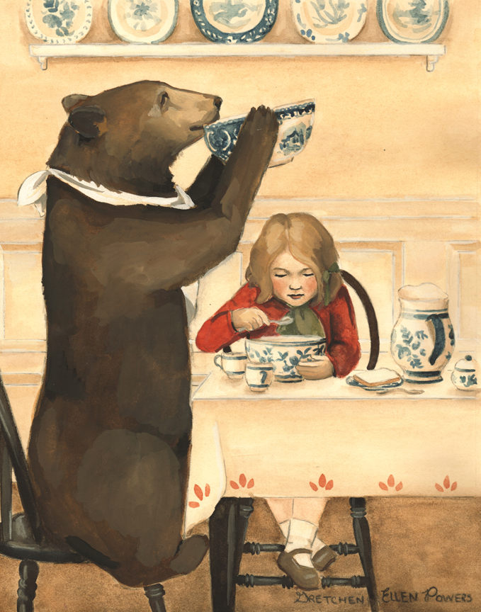 goldilocks childrens storybook book kids animals watercolor cute Nature wildlife Anthropomorphic fairy tale Classic woodland bear