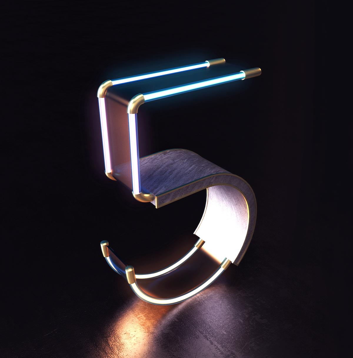 36daysoftype 36daysoftype_04 3D type letters numbers typography   neon alphabet 36days
