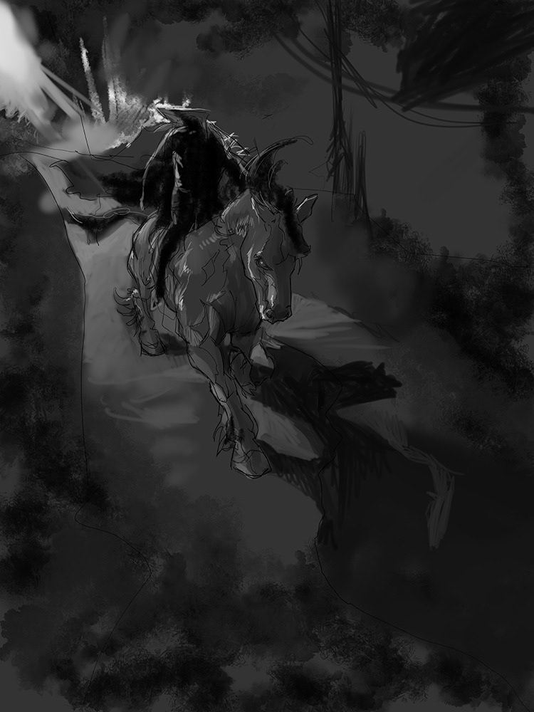 digital painting art sketch ashraf ghori xpanse Headless Horseman lands and legends book illustration