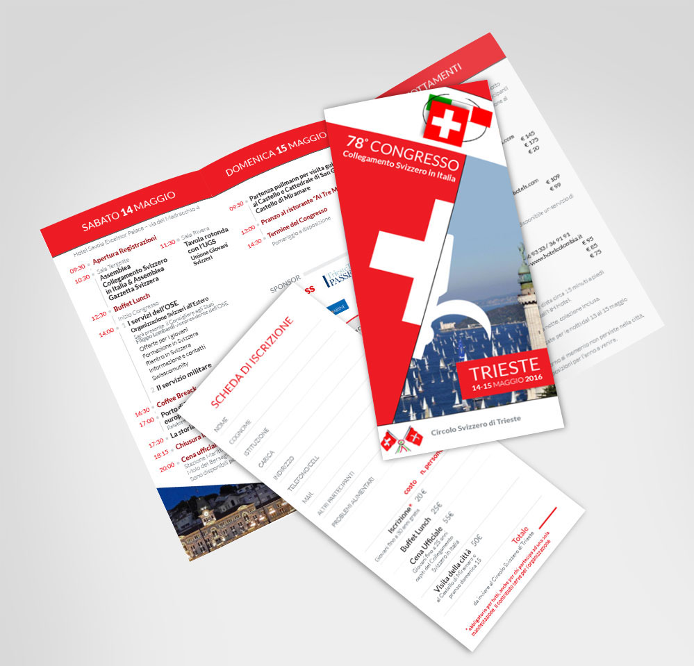 trifold flyer agenda red clean