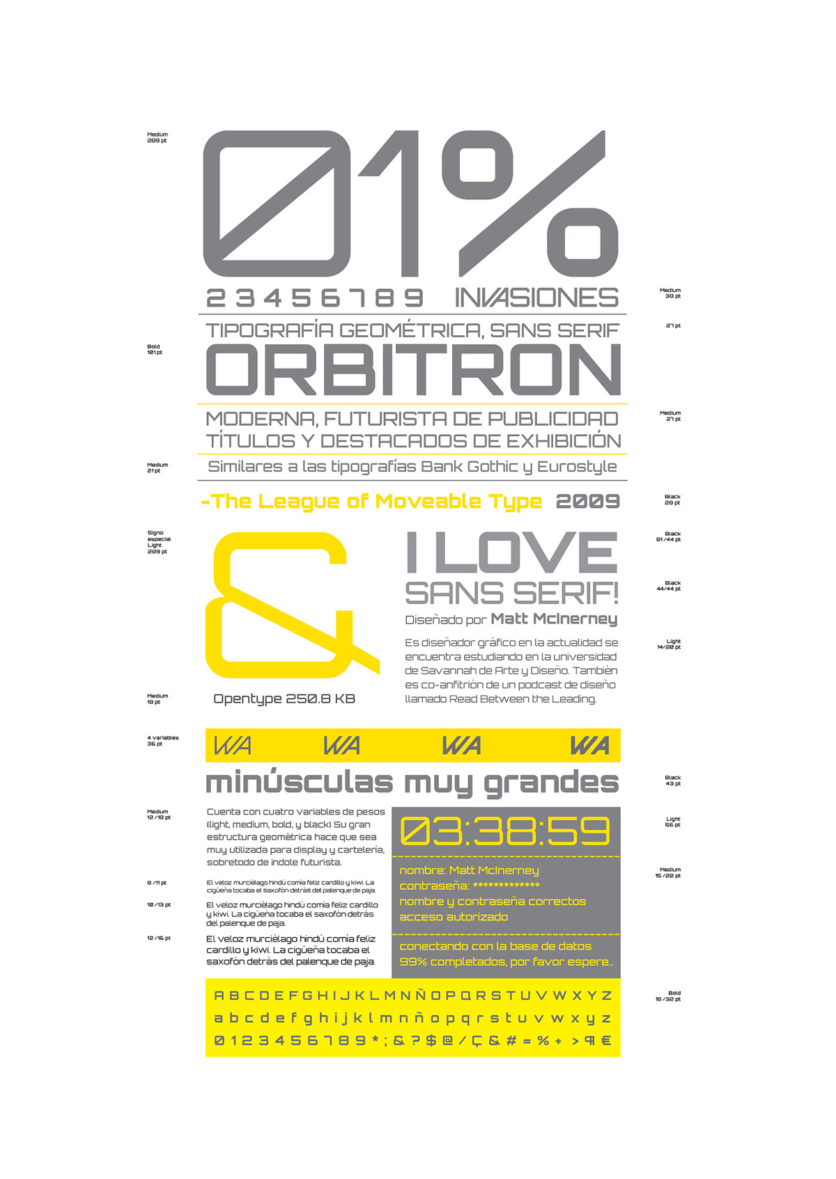 type  typography editorial design orbitron romina  vespasiano especimen especimen tipografico geometrica sans serif Display  tipografia orbitron  cosgaya