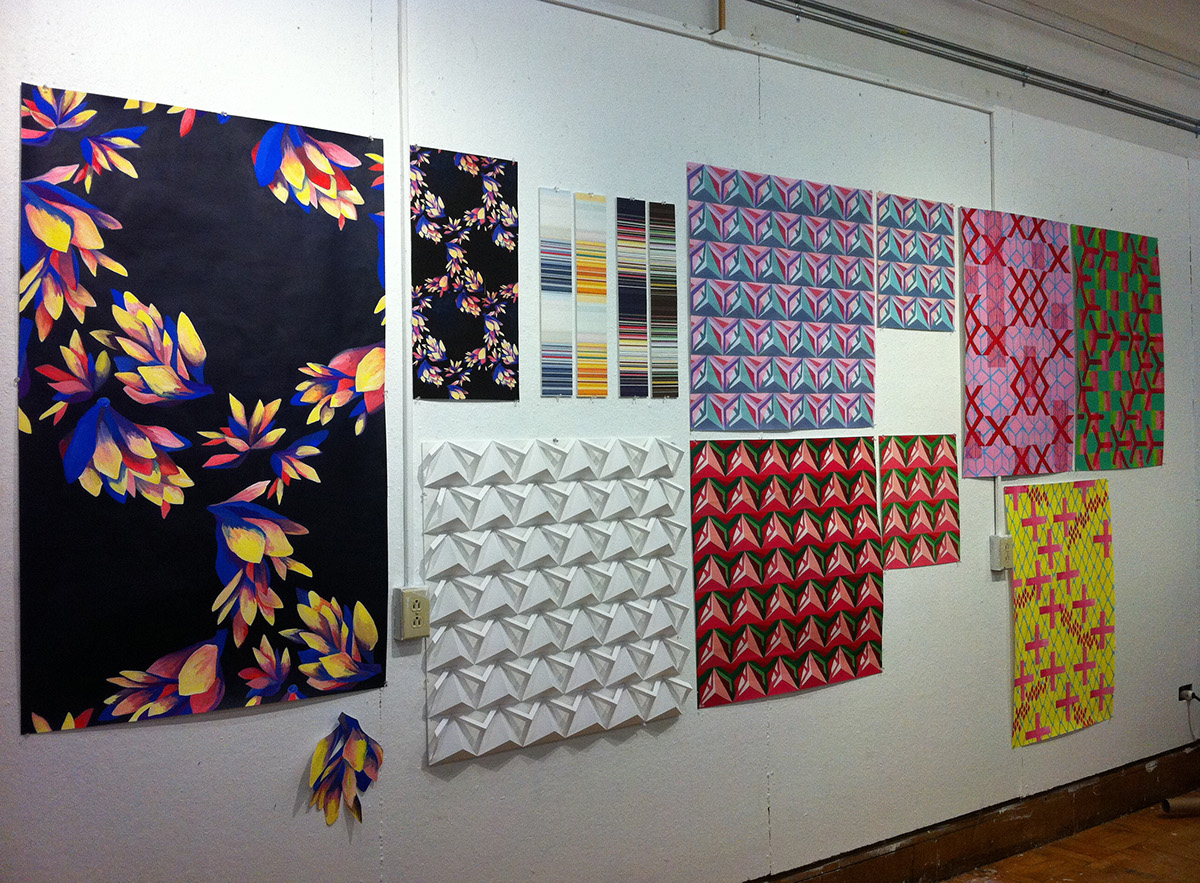 surface design Textiles Patterns Color Study graphic floral geometric color theory gouache print stripe paint gradation pop Repetition