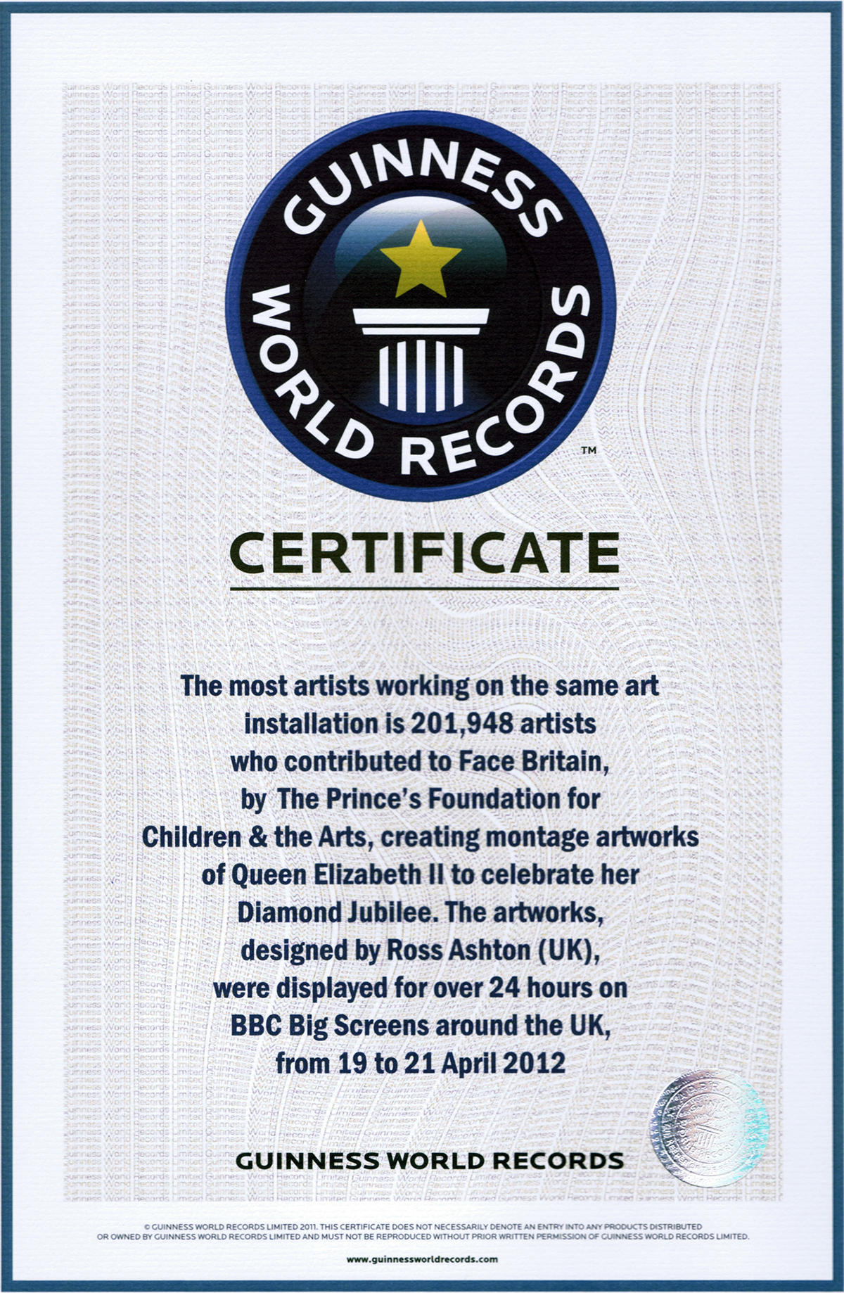 guinness world record Face Britain Princes Trust for Children and the arts Ross Ashton Buckingham Palace London Queens Diamond Jubilee building projection Architectural Projection projection mapping
