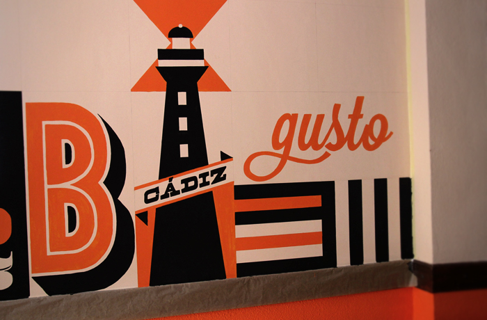 Mural pintura bocana cádiz diseño decoracion restaurante Carta