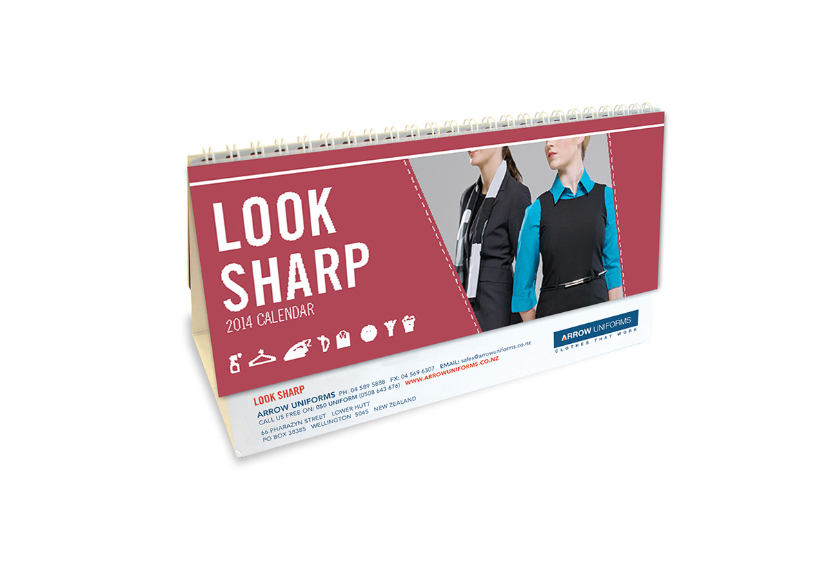 Look Sharp arrow uniforms desk calendar wall planner