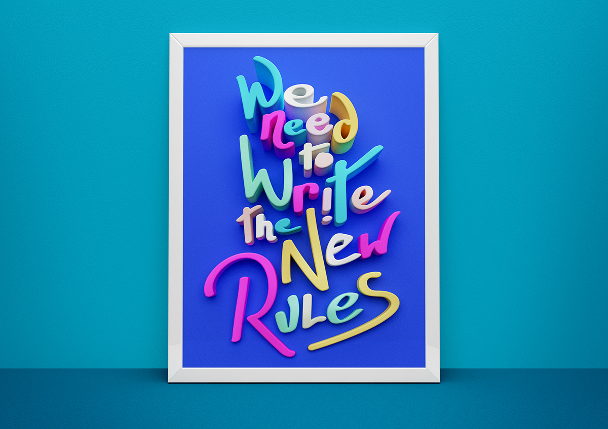 we need to write New Rules type design 3D handwriting Script