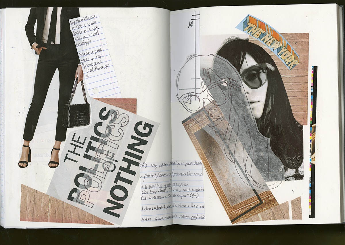 sketchbook collage lettering journal graphics design student Ideabook creative process exploration Maida