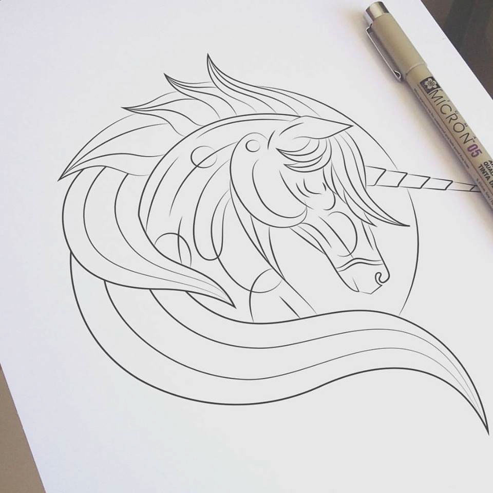 Unicorn Fantastic Horse Sketch for Tattoo Design Stock Vector -  Illustration of mare, pony: 92508191