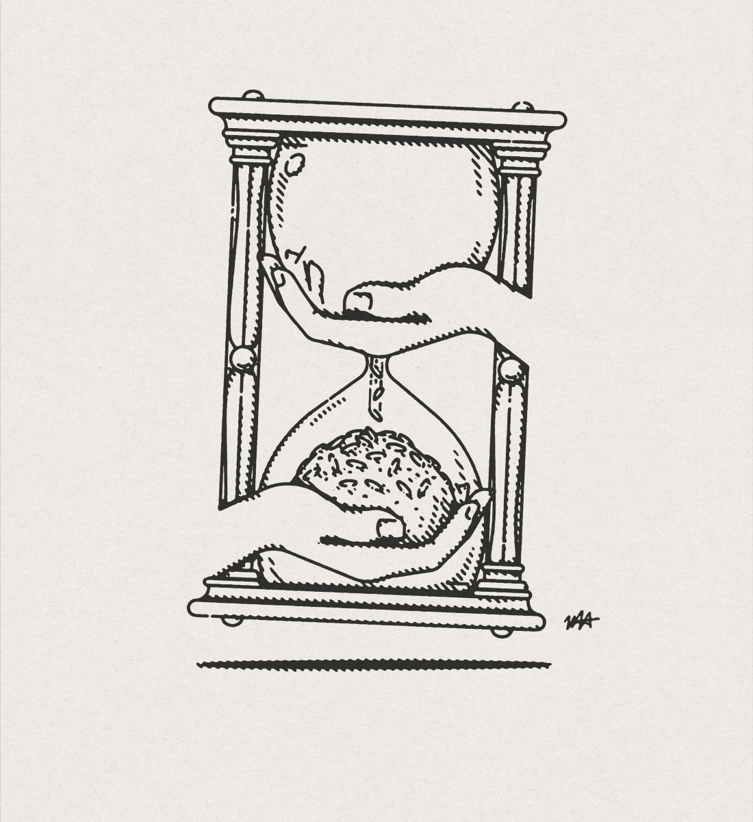 conceptual hourglass New York Times newsprint surrealism