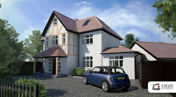 architectural 3D elevations CGI London iCreate 3D front visual rear visual
