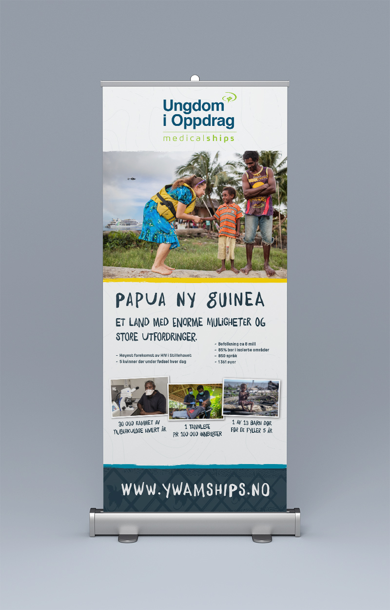 YWAM Medical Ships Ungdom i Oppdrag rollup banner YWAM medical ship Papua New Guinea